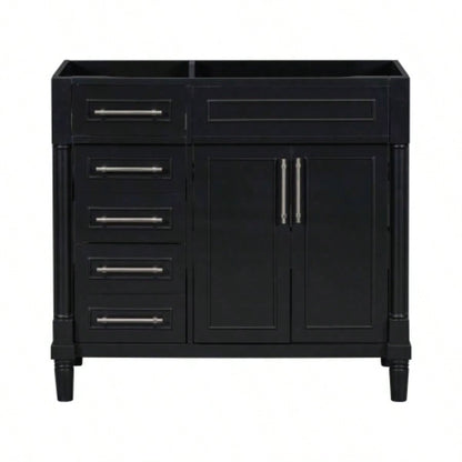 36 Bathroom Vanity without Sink, Freestanding Bathroom Storage Cabinet with 2 Drawers and a Tip - out Drawer, Solid Wood Frame Vanity Only, Height Adjustable Shelf NOT INCLUDE SINK