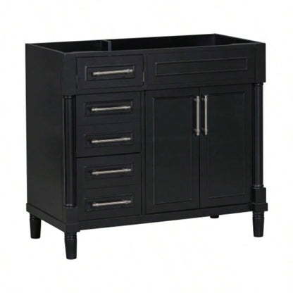 36 Bathroom Vanity without Sink, Freestanding Bathroom Storage Cabinet with 2 Drawers and a Tip - out Drawer, Solid Wood Frame Vanity Only, Height Adjustable Shelf NOT INCLUDE SINK
