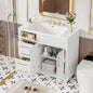36 Bathroom Vanity without Sink, Freestanding Bathroom Storage Cabinet with 2 Drawers and a Tip - out Drawer, Solid Wood Frame Vanity Only, Height Adjustable Shelf NOT INCLUDE SINK