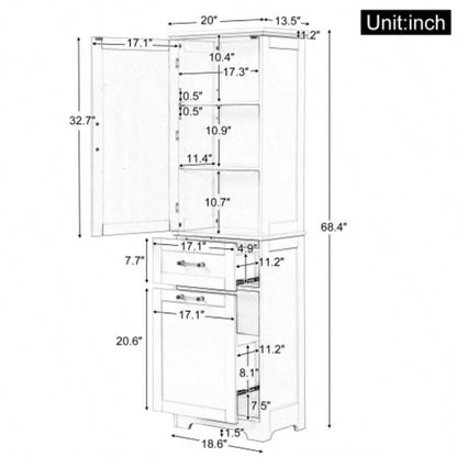 Tall Bathroom Storage Cabinet, Freestanding Storage Cabinet with Two Different Size Drawers and Adjustable Shelf, MDF Board with Painted, Black Old Sku: WF312730AAB