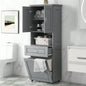 Tall Bathroom Cabinet with Laundry Basket, Large Storage Space Tilt - Out Laundry Hamper and Upper Storage Cabinet, White