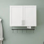 Bathroom Wall Cabinet with Adjustable Shelf, Towel Bar, 5 Hooks, Over Toilet Storage Cabinet Bathroom, Kitchen, White