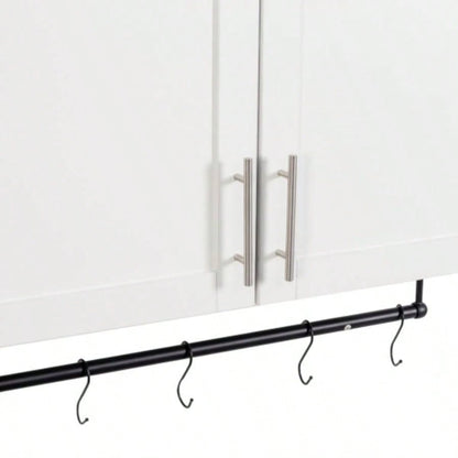 Bathroom Wall Cabinet with Adjustable Shelf, Towel Bar, 5 Hooks, Over Toilet Storage Cabinet Bathroom, Kitchen, White
