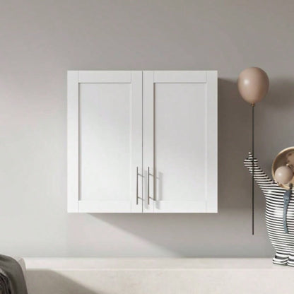 Bathroom Wall Cabinet with Adjustable Shelf, Towel Bar, 5 Hooks, Over Toilet Storage Cabinet Bathroom, Kitchen, White