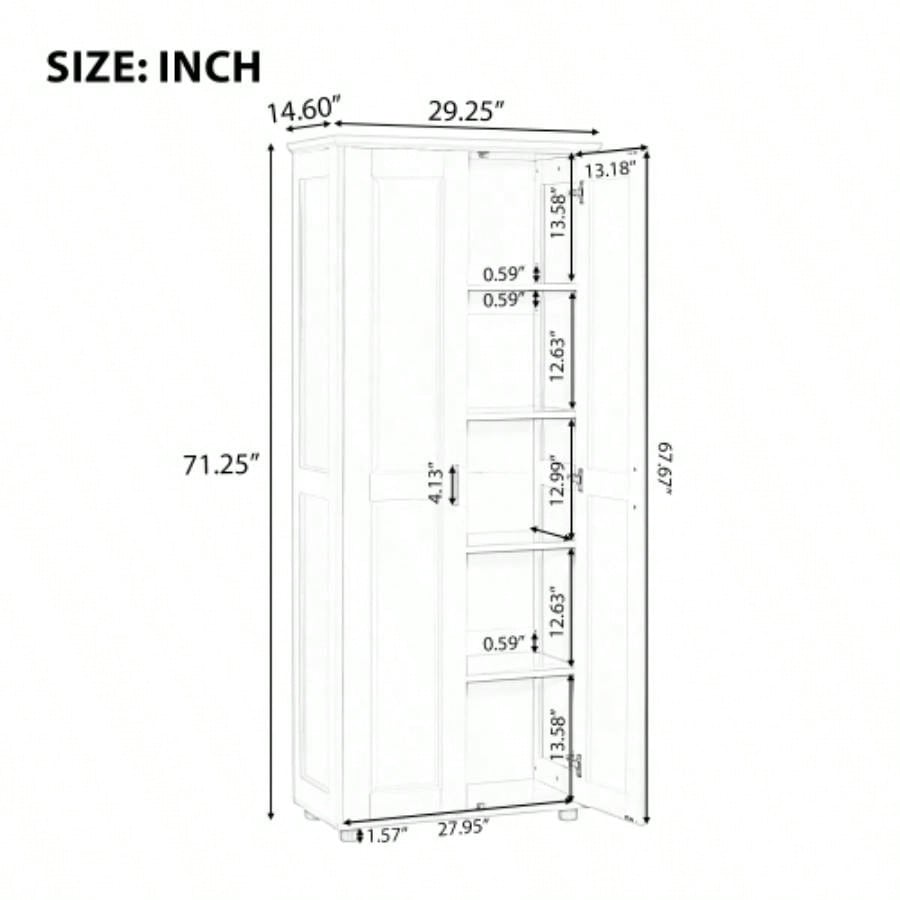Storage Cabinet with Two Doors Bathroom, Office, Adjustable Shelf, MDF Board, White