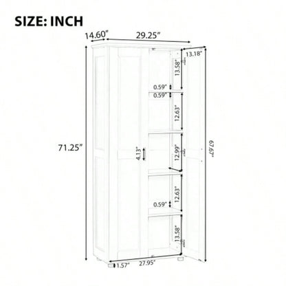 Storage Cabinet with Two Doors Bathroom, Office, Adjustable Shelf, MDF Board, White