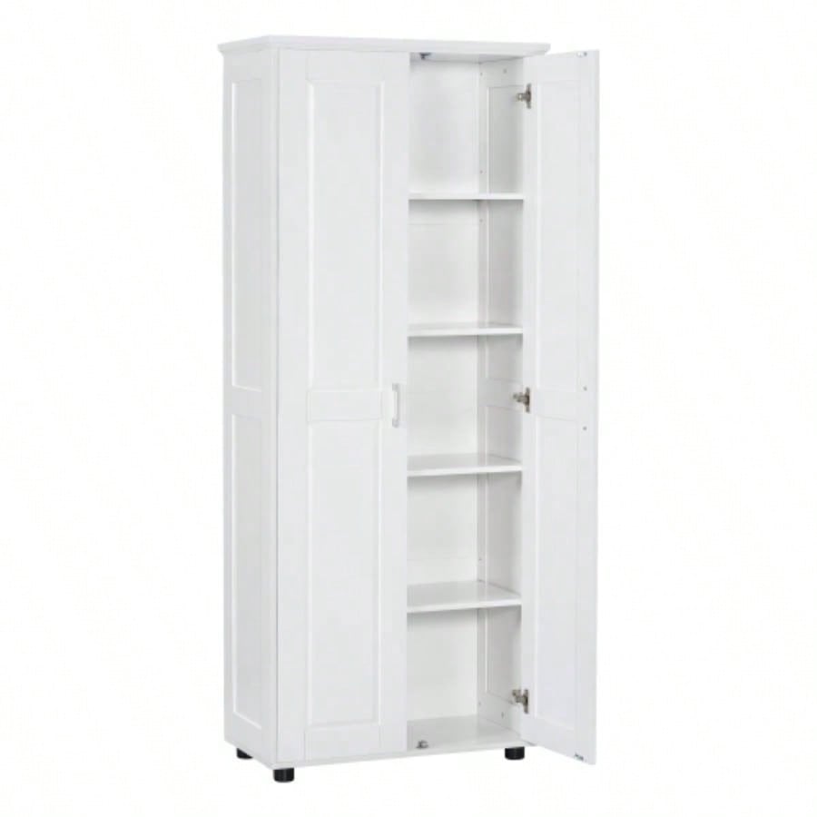Storage Cabinet with Two Doors Bathroom, Office, Adjustable Shelf, MDF Board, White