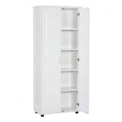 Storage Cabinet with Two Doors Bathroom, Office, Adjustable Shelf, MDF Board, White