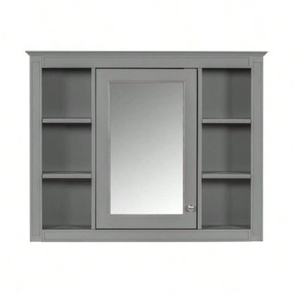 35x 27.5 Medicine Cabinet, Wall Mounted Bathroom Storage Cabinet, Modern Bathroom Wall Cabinet with Mirror, Mirror Cabinet with 6 Open Shelves Not Include Bathroom Vanity
