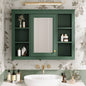 35x 27.5 Medicine Cabinet, Wall Mounted Bathroom Storage Cabinet, Modern Bathroom Wall Cabinet with Mirror, Mirror Cabinet with 6 Open Shelves Not Include Bathroom Vanity