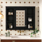 35x 27.5 Medicine Cabinet, Wall Mounted Bathroom Storage Cabinet, Modern Bathroom Wall Cabinet with Mirror, Mirror Cabinet with 6 Open Shelves Not Include Bathroom Vanity