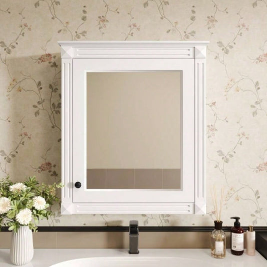 24x 27 Wall Mounted Bathroom Storage Cabinet with Mirror, Medicine Cabinet with Height Adjustable Shelf, Over Toilet Space Saver Cabinet