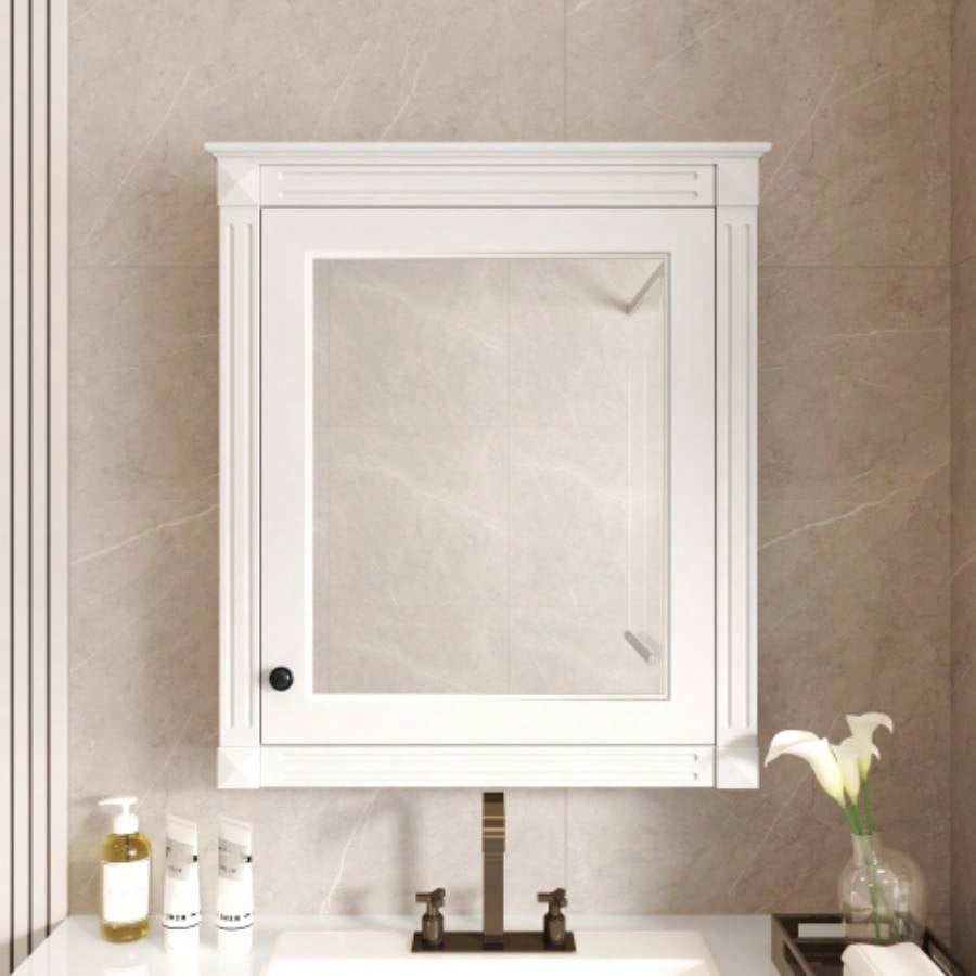 24x 27 Wall Mounted Bathroom Storage Cabinet with Mirror, Medicine Cabinet with Height Adjustable Shelf, Over Toilet Space Saver Cabinet