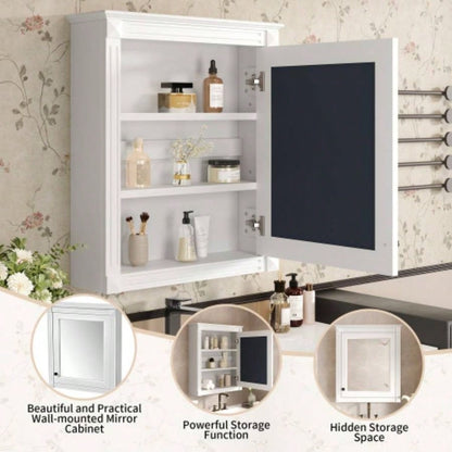 24x 27 Wall Mounted Bathroom Storage Cabinet with Mirror, Medicine Cabinet with Height Adjustable Shelf, Over Toilet Space Saver Cabinet