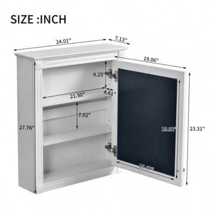 24x 27 Wall Mounted Bathroom Storage Cabinet with Mirror, Medicine Cabinet with Height Adjustable Shelf, Over Toilet Space Saver Cabinet