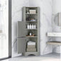 Tall Bathroom Corner Cabinet, Freestanding Storage Cabinet with Doors and Adjustable Shelves, MDF Board, White