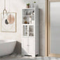 White Tall Storage Cabinet with Shelves and Doors Bathroom, Kitchen and Living Room, MDF Board