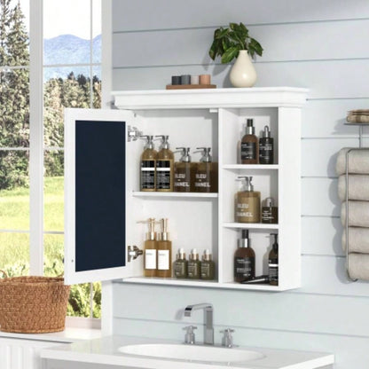 30x 28 Bathroom Medicine Cabinet with Mirror, Wall Mounted Mirror Cabinet with Storage Organizer, Over Toilet Storage White Storage Cabinet Bathroom