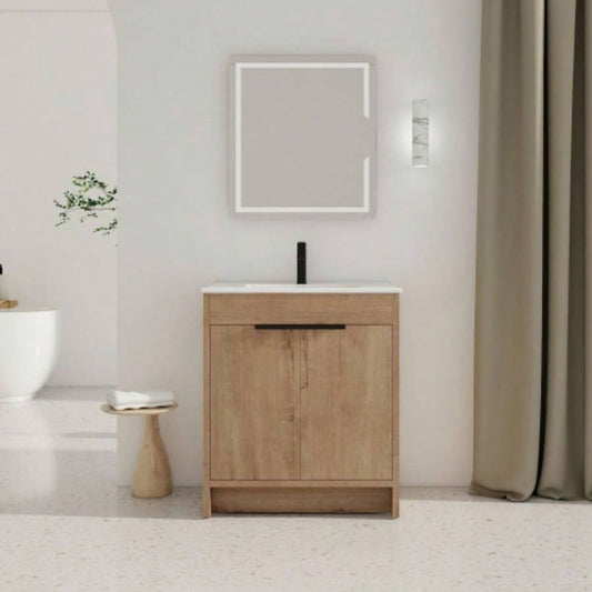 30 Freestanding Bathroom Vanity with White Ceramic Sink 2 Soft - Close Cabinet Doors KD - PACKING, BVB02430IMO - BL9075B