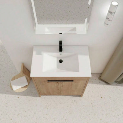 30 Freestanding Bathroom Vanity with White Ceramic Sink 2 Soft - Close Cabinet Doors KD - PACKING, BVB02430IMO - BL9075B