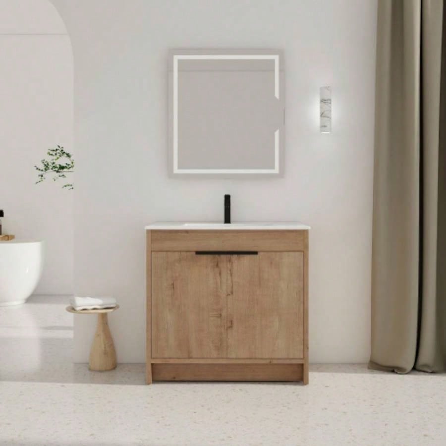 30 Freestanding Bathroom Vanity with White Ceramic Sink 2 Soft - Close Cabinet Doors KD - PACKING, BVB02430IMO - BL9075B
