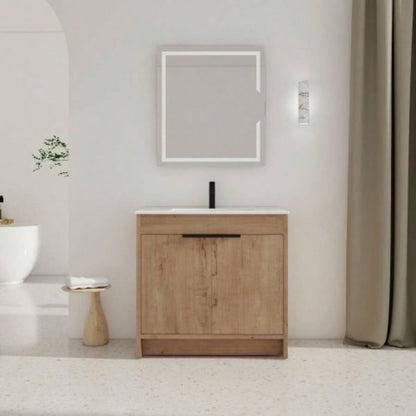30 Freestanding Bathroom Vanity with White Ceramic Sink 2 Soft - Close Cabinet Doors KD - PACKING, BVB02430IMO - BL9075B