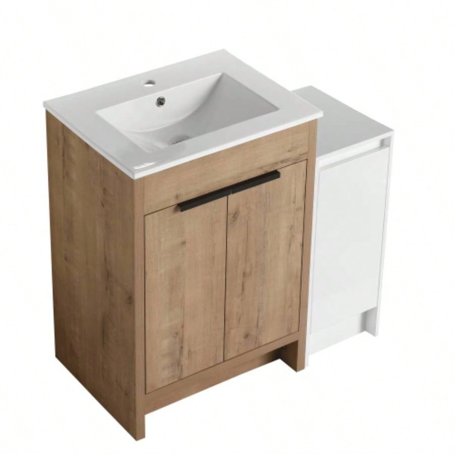 30 Freestanding Bathroom Vanity with White Ceramic Sink 2 Soft - Close Cabinet Doors KD - PACKING, BVB02430IMO - BL9075B