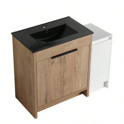30 Freestanding Bathroom Vanity with White Ceramic Sink 2 Soft - Close Cabinet Doors KD - PACKING, BVB02430IMO - BL9075B