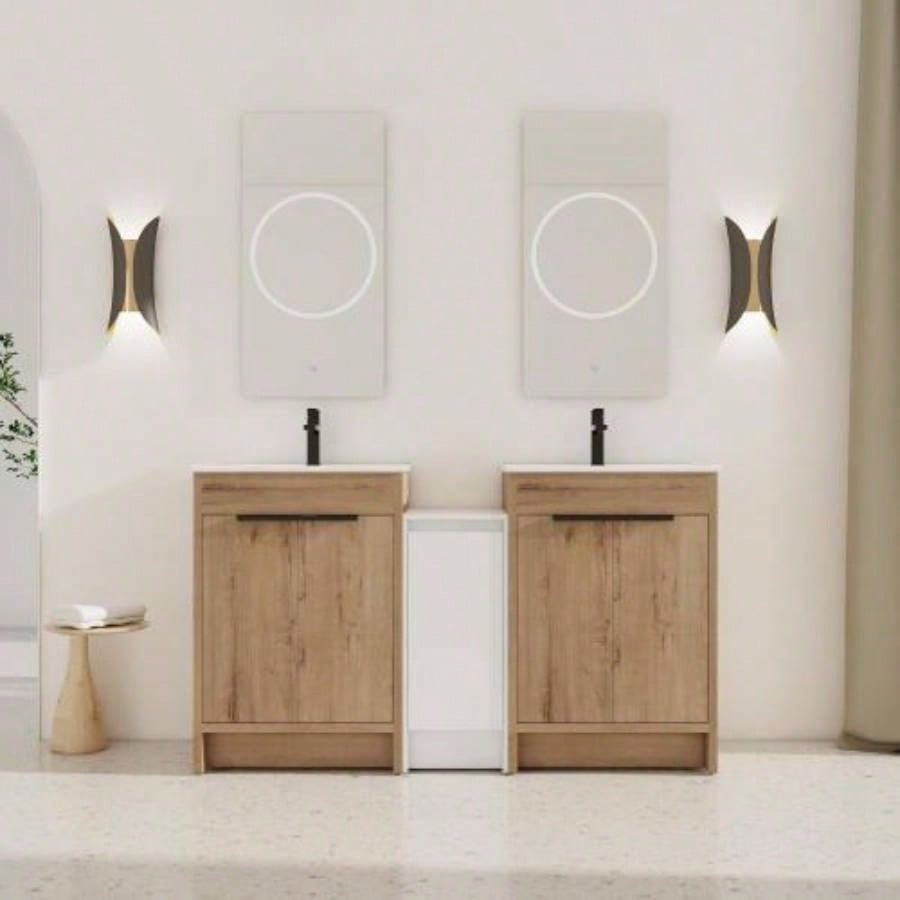 30 Freestanding Bathroom Vanity with White Ceramic Sink 2 Soft - Close Cabinet Doors KD - PACKING, BVB02430IMO - BL9075B