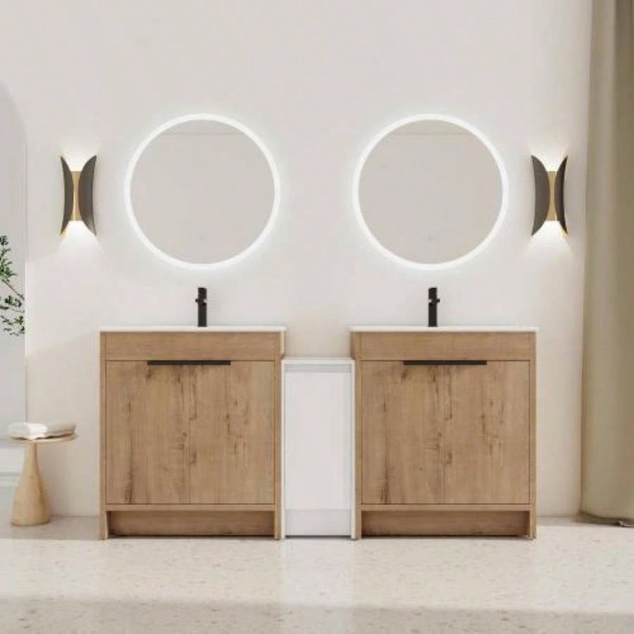 30 Freestanding Bathroom Vanity with White Ceramic Sink 2 Soft - Close Cabinet Doors KD - PACKING, BVB02430IMO - BL9075B