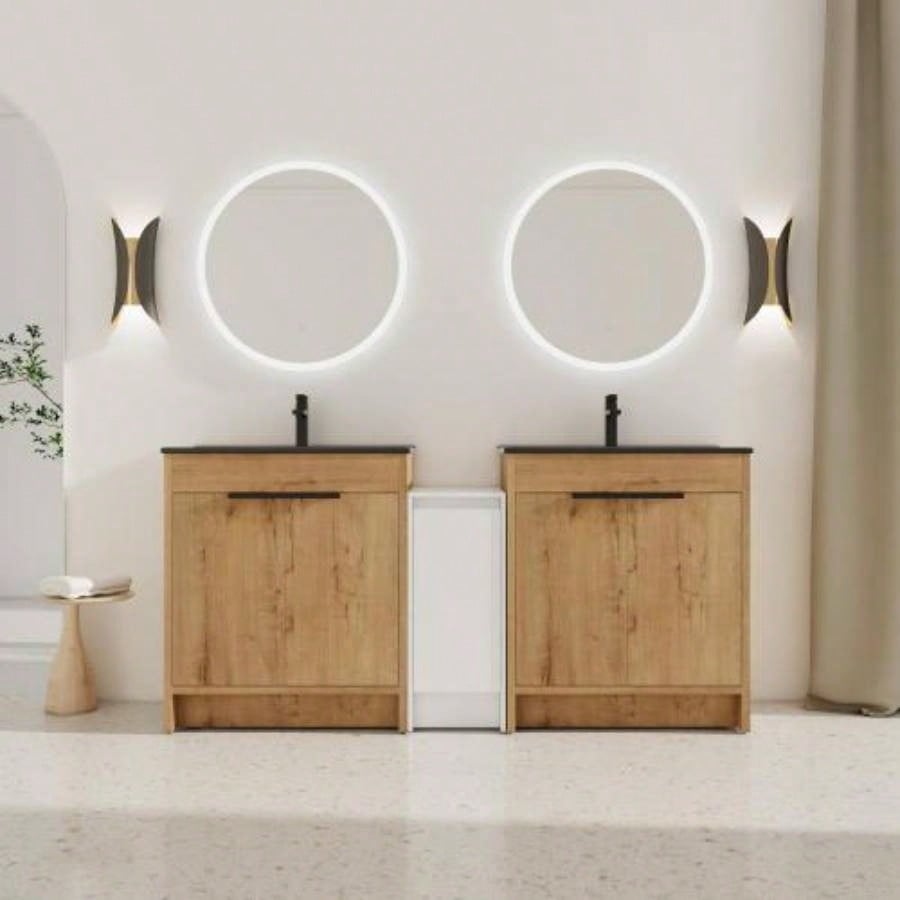 30 Freestanding Bathroom Vanity with White Ceramic Sink 2 Soft - Close Cabinet Doors KD - PACKING, BVB02430IMO - BL9075B