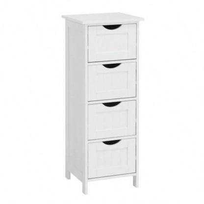 White Bathroom Storage Cabinet, Freestanding Cabinet with Drawers