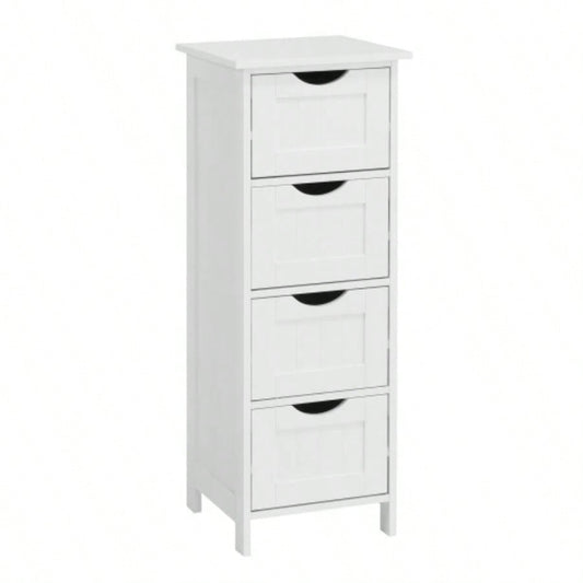 White Bathroom Storage Cabinet, Freestanding Cabinet with Drawers