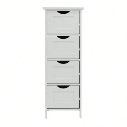 White Bathroom Storage Cabinet, Freestanding Cabinet with Drawers