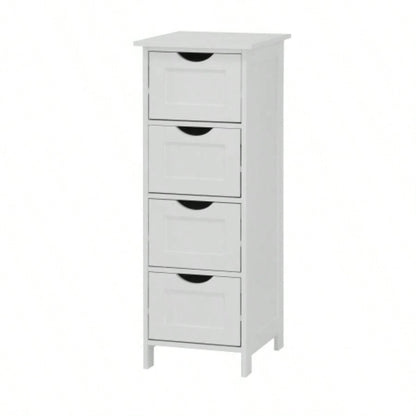White Bathroom Storage Cabinet, Freestanding Cabinet with Drawers