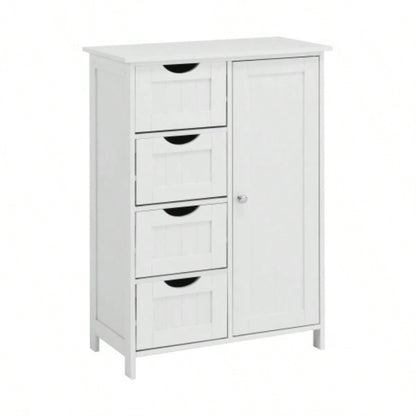 White Bathroom Storage Cabinet, Freestanding Cabinet with Drawers