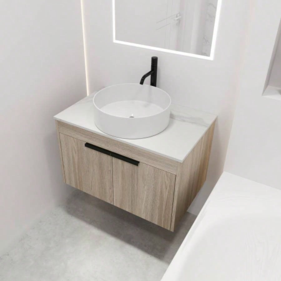 30 Modern Design Float Bathroom Vanity With Ceramic Basin Set, Wall Mounted White Oak Vanity With Soft Close Door, KD - Packing, KD - Packing, 2 Pieces ParcelTOP - BAB400MOWH