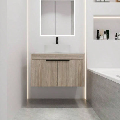 30 Modern Design Float Bathroom Vanity With Ceramic Basin Set, Wall Mounted White Oak Vanity With Soft Close Door, KD - Packing, KD - Packing, 2 Pieces ParcelTOP - BAB400MOWH