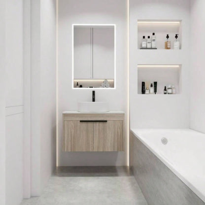 30 Modern Design Float Bathroom Vanity With Ceramic Basin Set, Wall Mounted White Oak Vanity With Soft Close Door, KD - Packing, KD - Packing, 2 Pieces ParcelTOP - BAB400MOWH