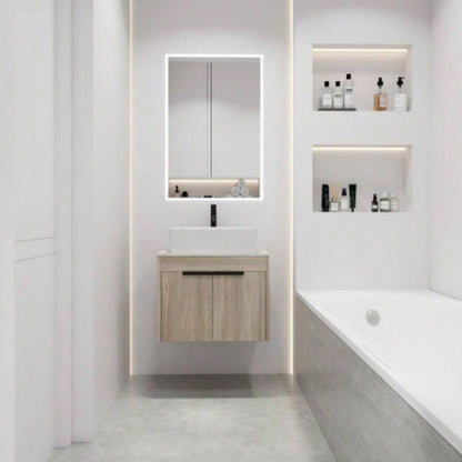 30 Modern Design Float Bathroom Vanity With Ceramic Basin Set, Wall Mounted White Oak Vanity With Soft Close Door, KD - Packing, KD - Packing, 2 Pieces ParcelTOP - BAB400MOWH