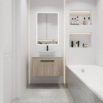 30 Modern Design Float Bathroom Vanity With Ceramic Basin Set, Wall Mounted White Oak Vanity With Soft Close Door, KD - Packing, KD - Packing, 2 Pieces ParcelTOP - BAB400MOWH