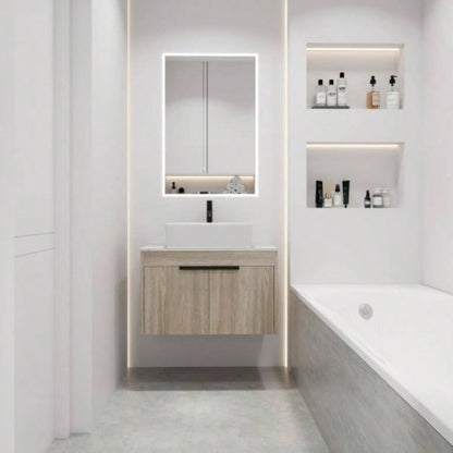 30 Modern Design Float Bathroom Vanity With Ceramic Basin Set, Wall Mounted White Oak Vanity With Soft Close Door, KD - Packing, KD - Packing, 2 Pieces ParcelTOP - BAB400MOWH