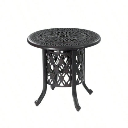 21 Side Table With Removable Bucket - Rustproof Cast Aluminum Frame, Hand - Brushed, Food - Grade 304 Stainless Steel Bucket - Indoor Outdoor, Patio, Balcony, and Poolside