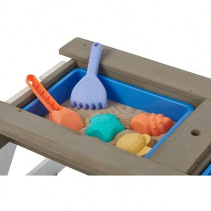 Wooden Kids Picnic Table, Sand and Table with, Activity Table Outdoor Backyard Patio