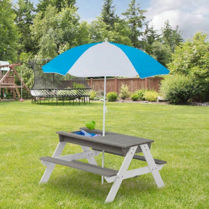 3 - in - 1 Kids Outdoor Wooden Picnic Table With, Convertible Sand Wate, Gray ASTM CPSIA CERTIFICATION
