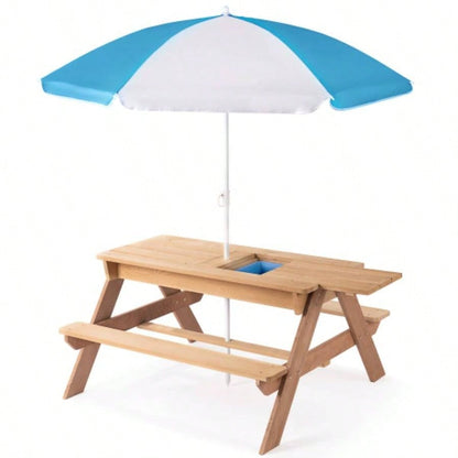 3 - in - 1 Kids Outdoor Wooden Picnic Table With, Convertible Sand Wate, Gray ASTM CPSIA CERTIFICATION