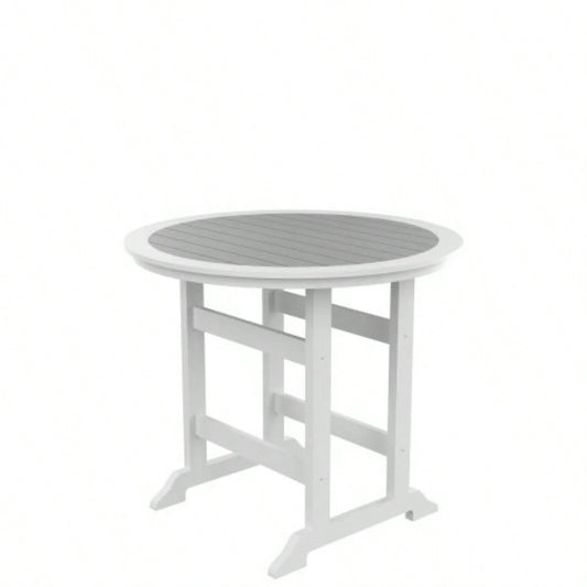 HDPE Bar Table, Dining Table, Patio Bar Set, Counter Height Table Outdoor White+ Gray