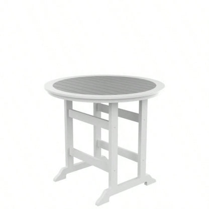 HDPE Bar Table, Dining Table, Patio Bar Set, Counter Height Table Outdoor White+ Gray