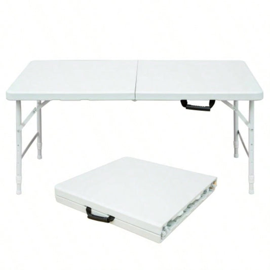 4ft Portable Folding Table IndoorOutdoor Maximum Weight 135KG Foldable Table Camping White