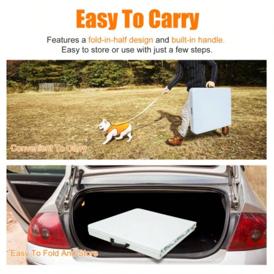4ft Portable Folding Table IndoorOutdoor Maximum Weight 135KG Foldable Table Camping White